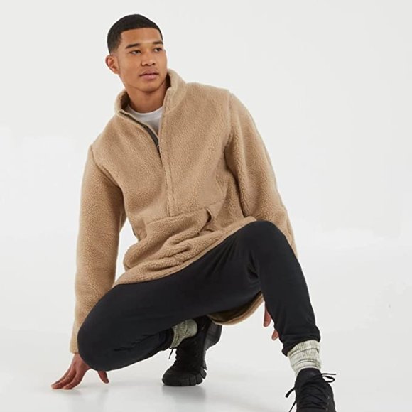 Nike Yoga Therma-Fit Sherpa Fleece Pullover Training Sweatshirt DD2182-247 Khaki - Picture 2 of 11